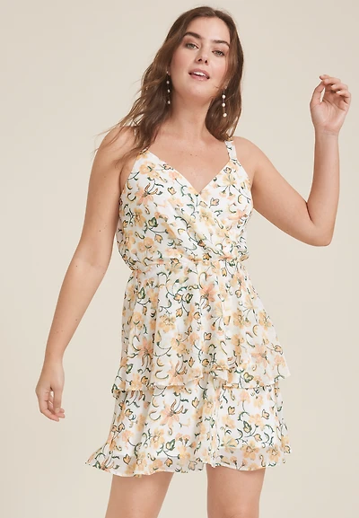 Bare Surplice Tiered Dress