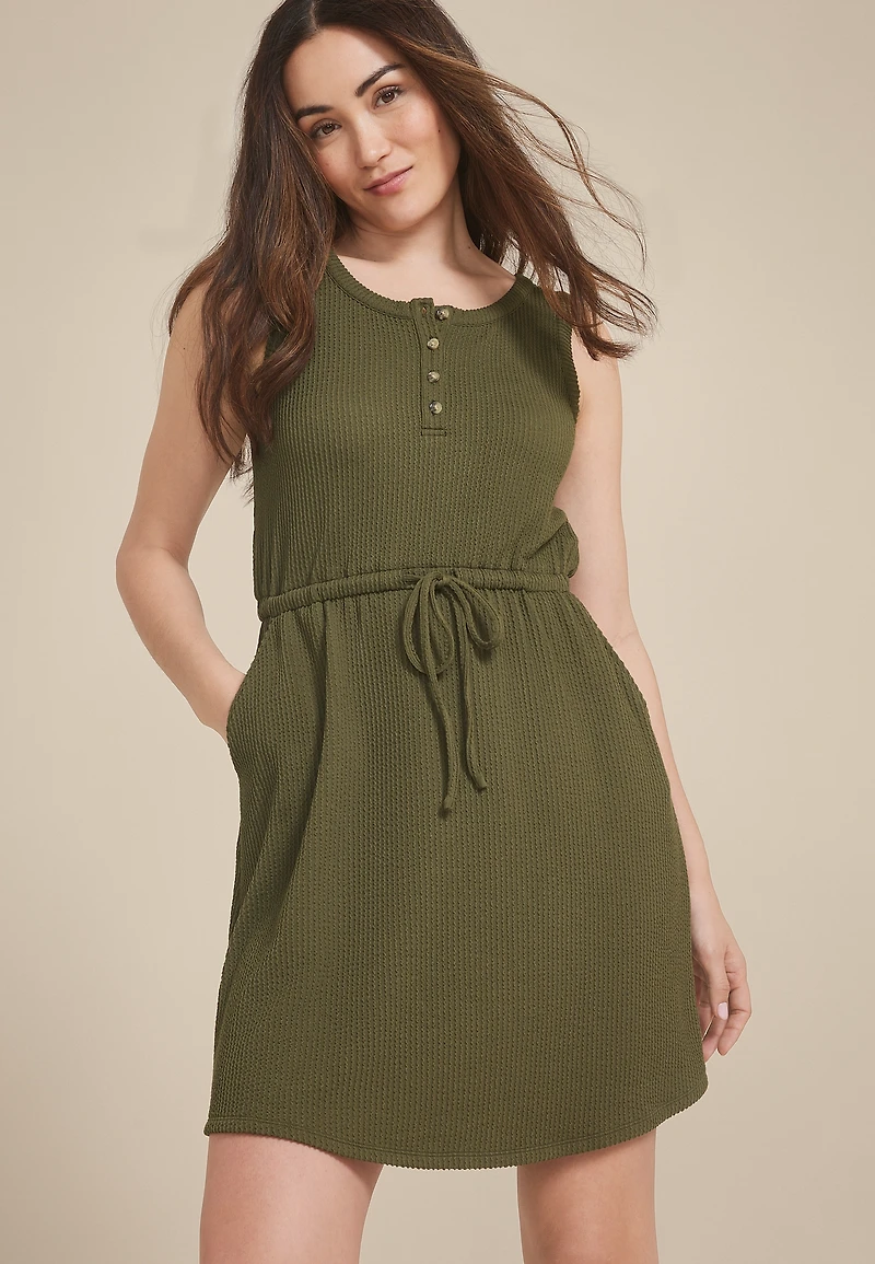 24/7 Bare Henley Wavy Rib Dress