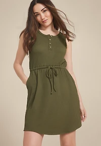 24/7 Bare Henley Wavy Rib Dress