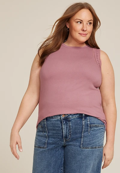 Plus Lattice Trim Tank Top