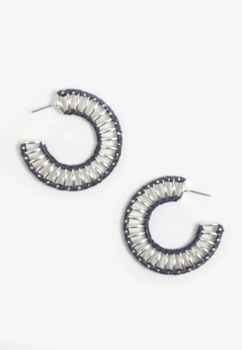 Raffia Wrapped Hoop Earrings