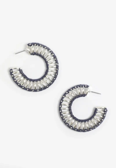 Raffia Wrapped Hoop Earrings
