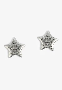 Silver Hammered Star Earrings