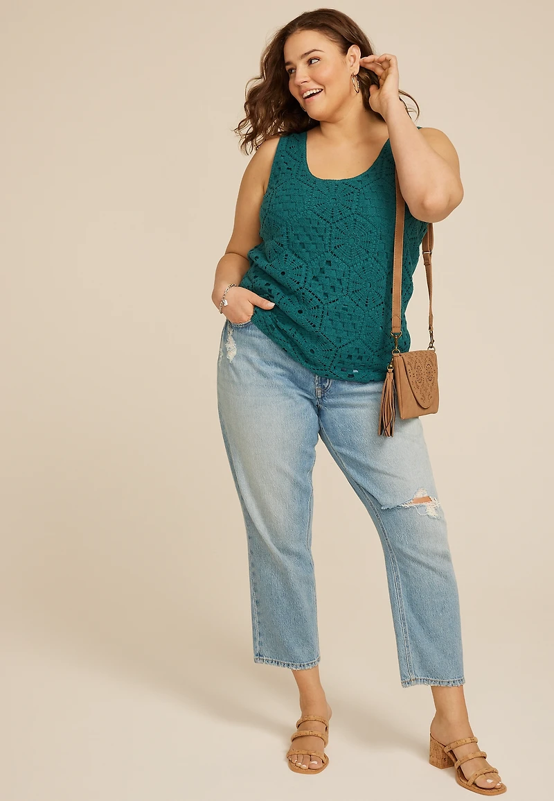 Plus Size Crochet Front Tank Top