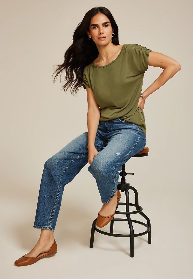 24/7 Fairhaven Ruched Shoulder Tee