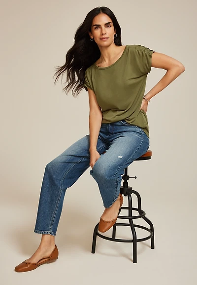 24/7 Fairhaven Ruched Shoulder Tee