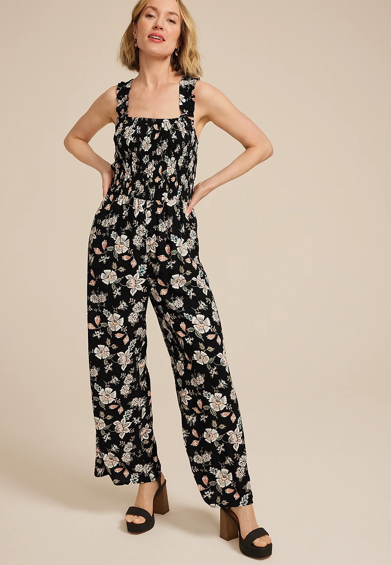 Floral Smocked Jumpsuit
