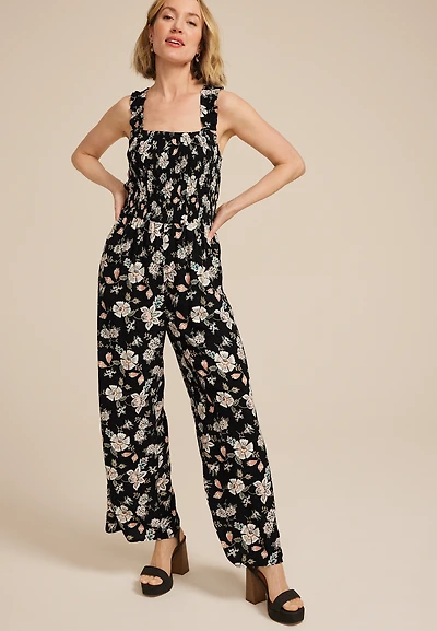 Floral Smocked Jumpsuit