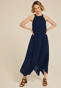 Bare Crochet Halter Neck Midi Dress