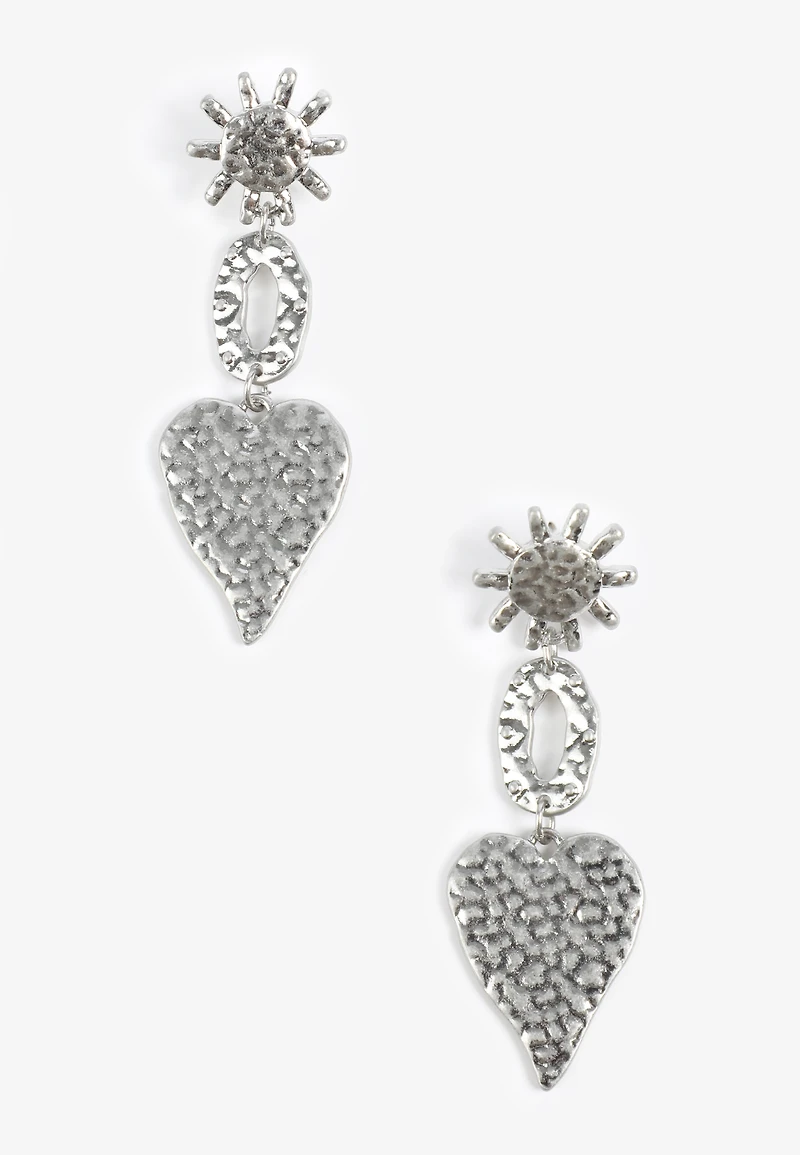 Hammered Heart Sun Earrings