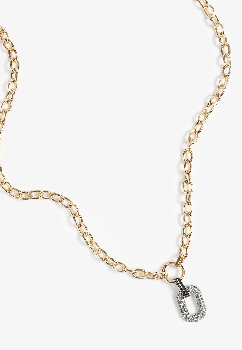Mixed Metal Oversized Link Necklace