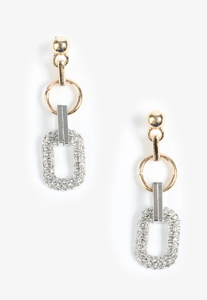 Mixed Metal Oversized Link Earrings