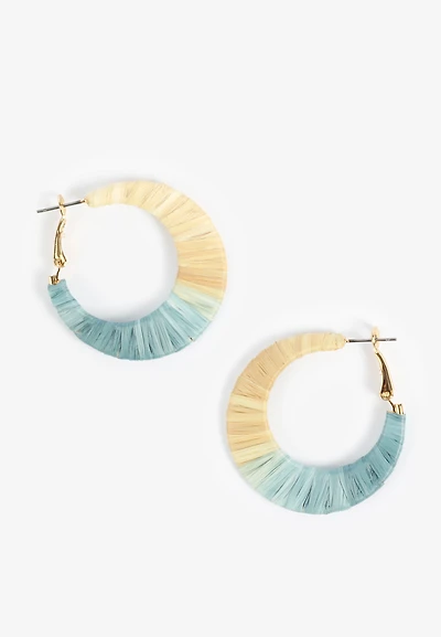 Tidal Wave Raffia Wrapped Hoop Earrings