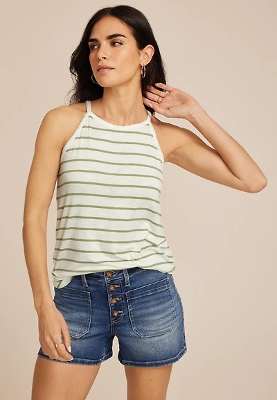 24/7 Mara Striped Halter Tank Top
