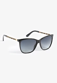 Black And Gold Chain Link Cat Eye Sunglasses