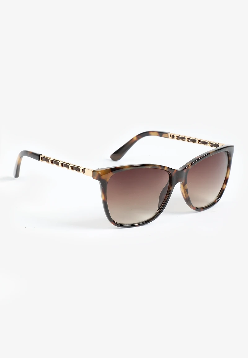 Torte And Gold Chain Link Cat Eye Sunglasses
