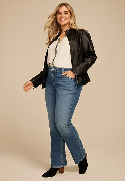 Plus Silver Jeans Co.® Elyse Vintage Thick Stitch Mid Rise Bootcut Jean