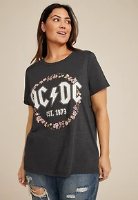 Plus Floral ACDC Classic Fit Graphic Tee