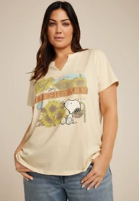 Plus Peanuts Snoopy Sunflower Classic Fit Graphic Tee