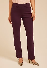 Burgundy Bengaline Mid Rise Bootcut Pant