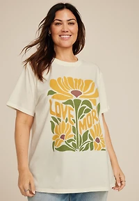 Plus Sunflower Love More Oversized Fit Graphic Tee