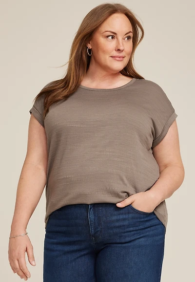 Plus 24/7 Clara Textured Short Sleeve Tee
