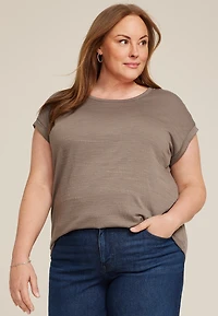 Plus 24/7 Clara Textured Short Sleeve Tee