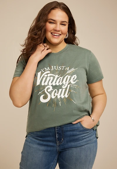 Plus I Am Just A Vintage Soul Relaxed Fit Graphic Tee