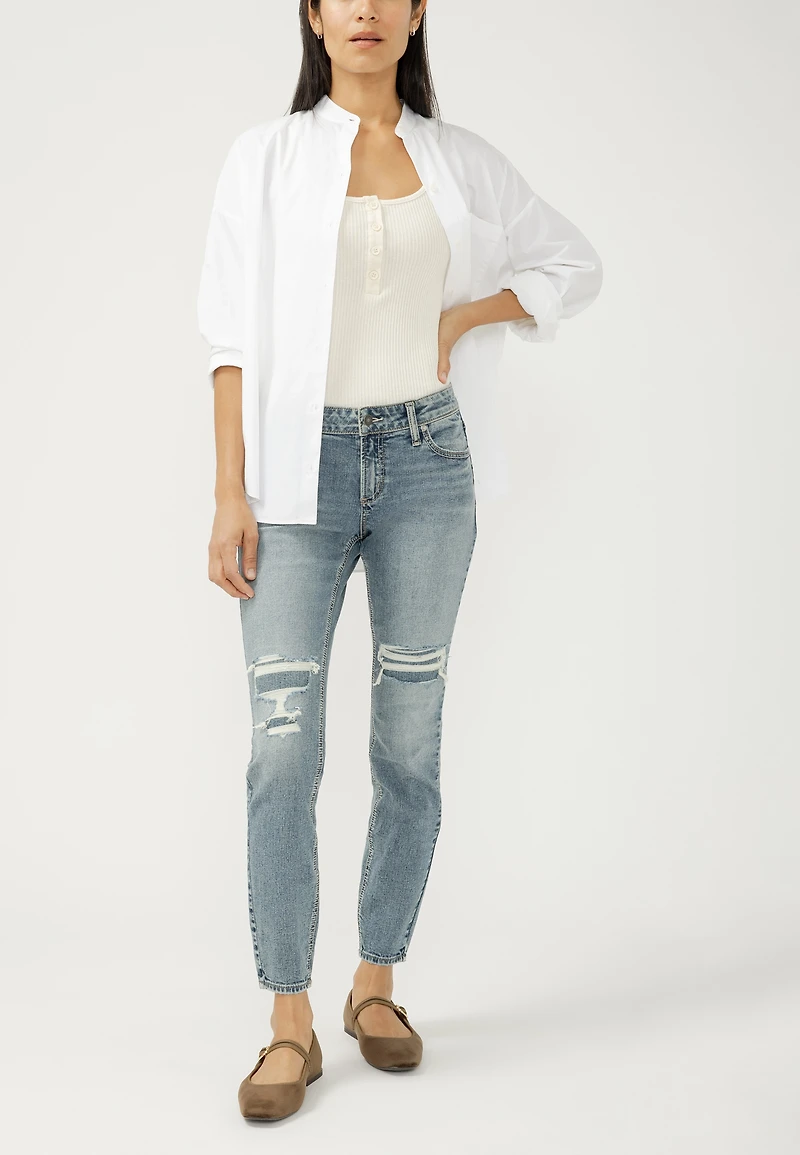 Silver Jeans Co.® Elyse Backed Ripped Mid Rise Skinny Jean