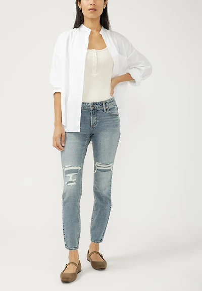 Silver Jeans Co.® Elyse Backed Ripped Mid Rise Skinny Jean