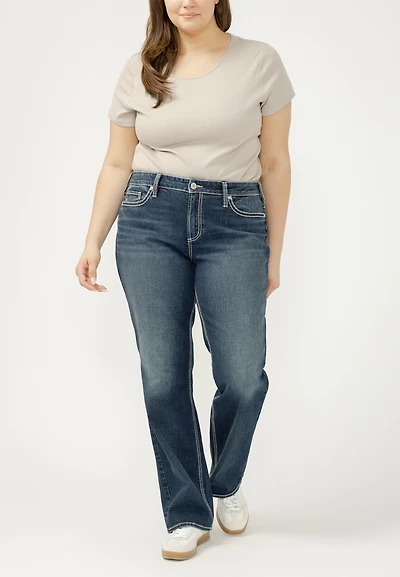 Plus Silver Jeans Co.® Suki Curvy Mid Rise Vintage Thick Stitch Slim Boot