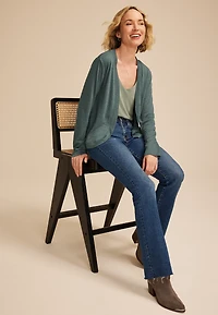 Textured Curved Hem Cardigan 