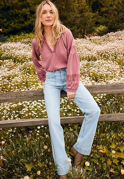 m jeans by maurices™ Light Patch Pocket High Rise Wide Leg Jean