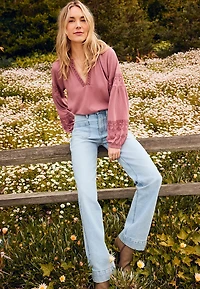 m jeans by maurices™ Light Patch Pocket High Rise Wide Leg Jean