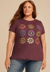 Plus Size Stacked Fall Floral Classic Fit Graphic Tee