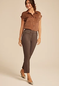 Bengaline Striped Mid Rise Slim Straight Pant