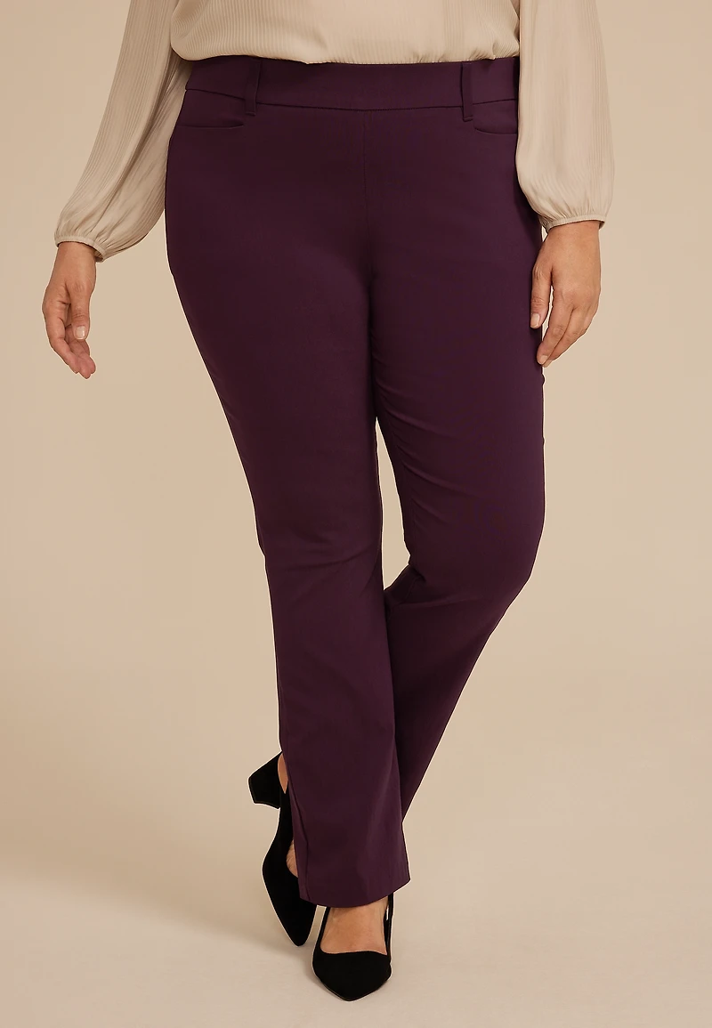 Plus Burgundy Bengaline Mid Rise Bootcut Pant
