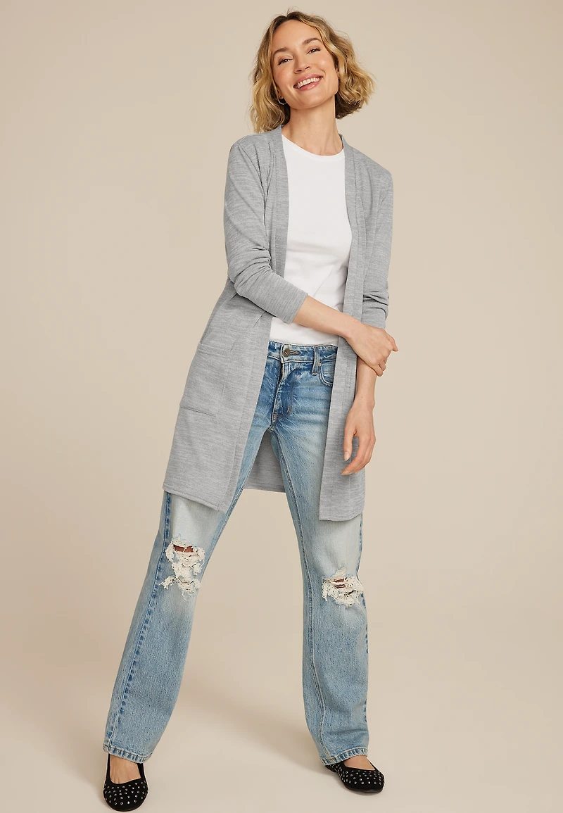 Bow Back Open Front Duster Cardigan