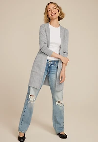 Bow Back Open Front Duster Cardigan