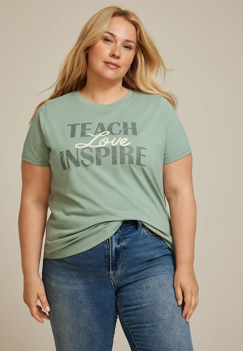 Plus Teach Love Inspire Classic Fit Graphic Tee