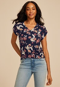 24/7 Berkley Floral V Neck Tee