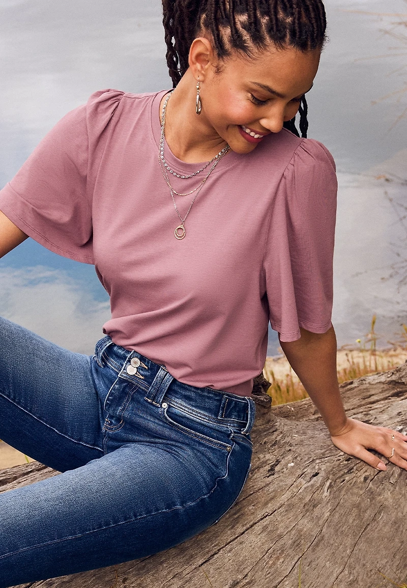 Solid Flutter Sleeve Tee