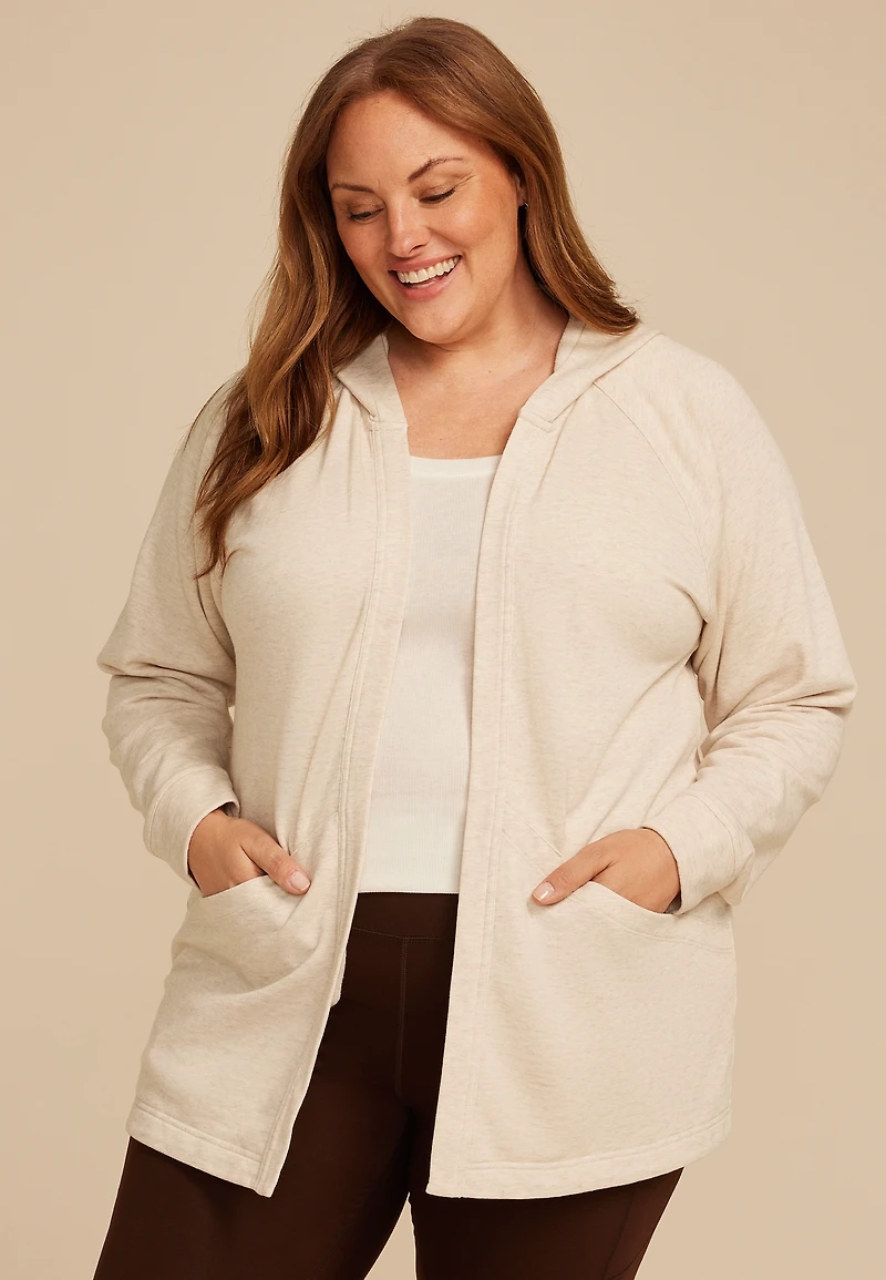 Plus French Terry Hooded Cardigan