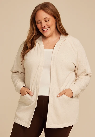 Plus French Terry Hooded Cardigan