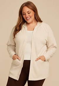 Plus French Terry Hooded Cardigan