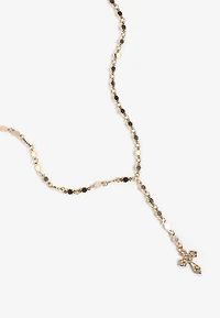 Gold Cross Y Necklace