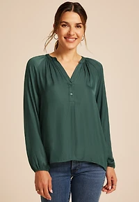 Henley V Neck Blouse