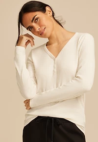 Heartland Heathered Henley Long Sleeve Tee