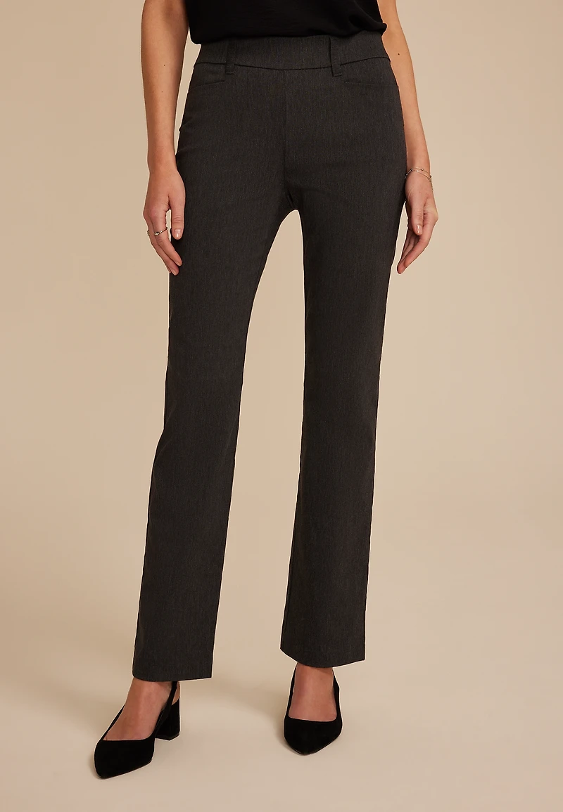 Heathered Bengaline Mid Rise Bootcut Pant