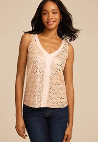 Studio Y Sequin V Neck Tank Top